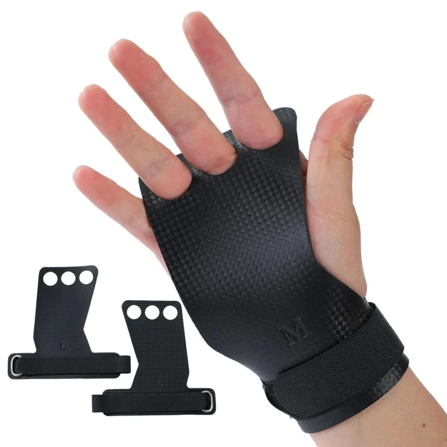 Calleras Hand Straps de Carbono Liso para Entrenamiento Gym