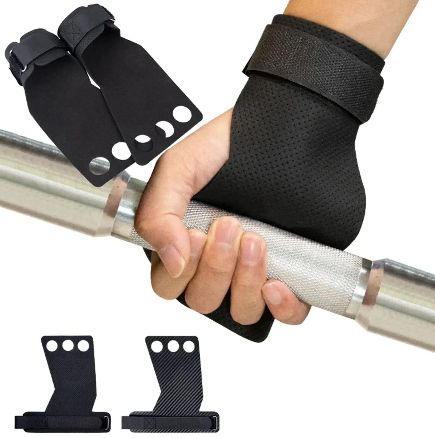 Calleras Hand Straps de Carbono Liso para Entrenamiento Gym