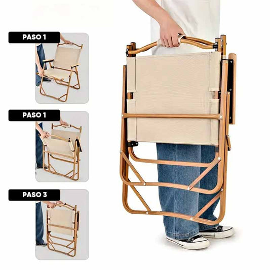 Silla Reposera Premium en Acero y Madera