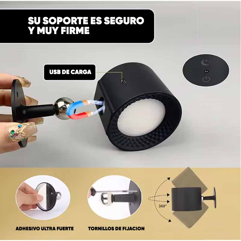 Lampara Circular Magnetica 360 grados Negra