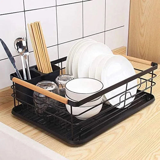 Escurridor Acero y Madera de 1 Nivel con Bandeja
