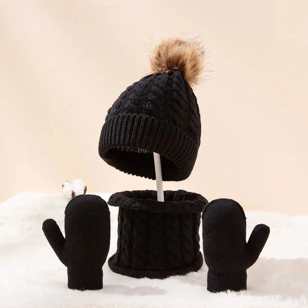 Kit Winter de Gorro con Bufanda y Guantes de Punto