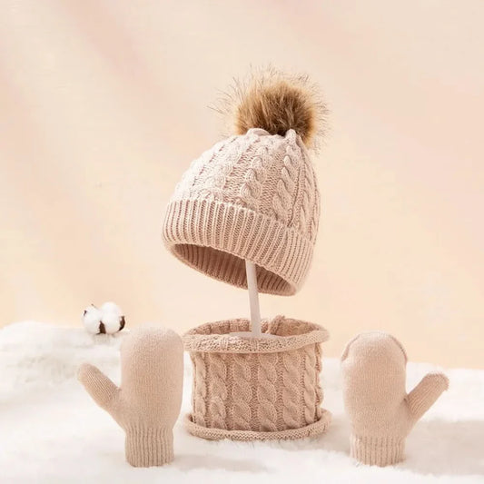 Kit Winter de Gorro con Bufanda y Guantes de Punto