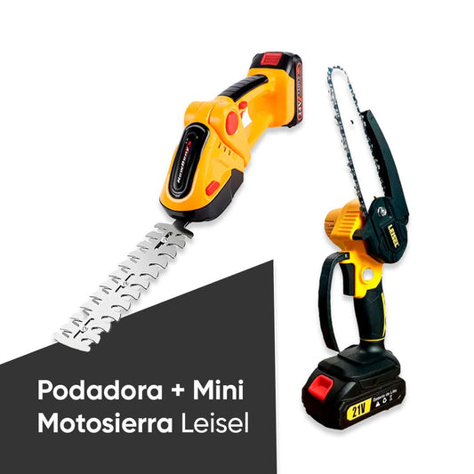 Oferta Podadora a Bateria + Mini Motosierra Leisel a Bateria