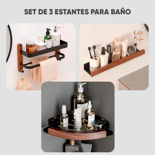 Set de 3 Estantes para Baño Luxury Calidad Superior